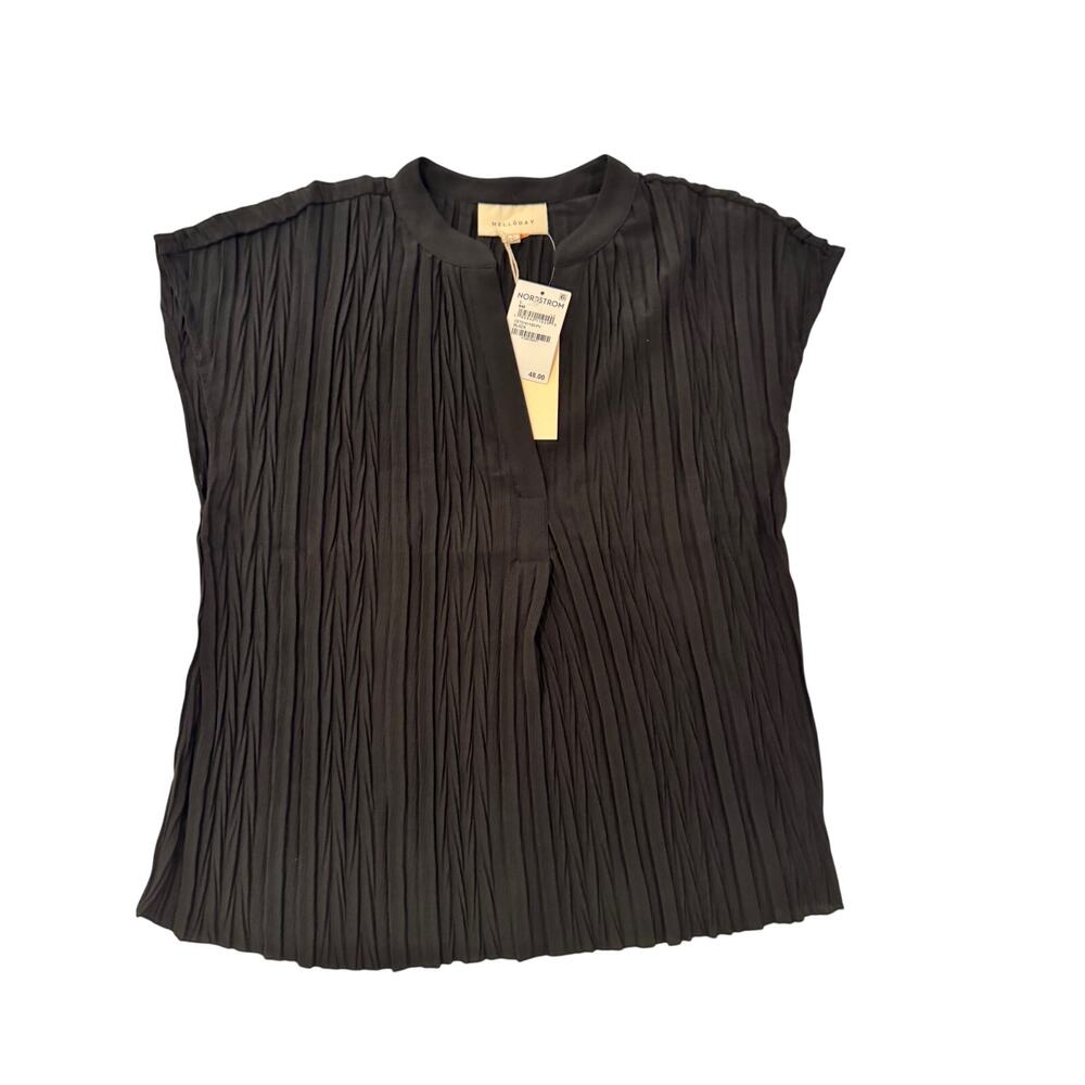 Black Pleated Textured Dolman Blouse Women's Large NWT Office Capsule Nordstrom - Picture 2 of 14